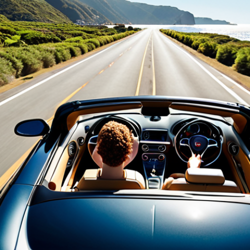 **Image:** A person confidently driving a brand new car, top down, on a sunny coastal highway.
    **Prompt:** "Freedom. A new convertible cruising down a scenic route, symbolizing achieving financial goals through smart stock sales. Coastline, luxury car, sunny day."