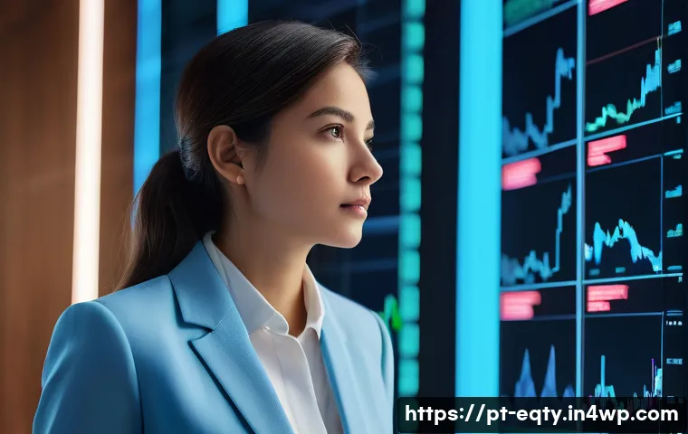 주식 투자 전략의 성공 사례 - **Prompt:** A serene, intelligent woman, dressed in a tasteful light blue blazer over a crisp white ...