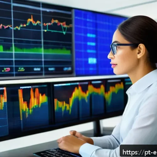 주식 투자에서의 경쟁 분석 - A modern Brazilian stock market trading floor scene with diverse investors analyzing multiple large ...