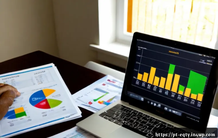 주식 투자에서의 팁과 요령 - Photorealistic Portuguese-speaking middle-aged investor at a clean home office desk, calmly reviewin...
